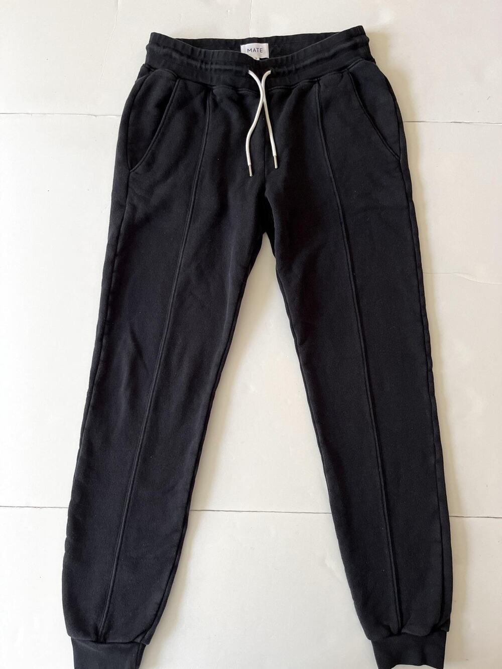 MATE Pants Womens S Black Fleece Jogger Organic Cotton Elastic Waist Pockets